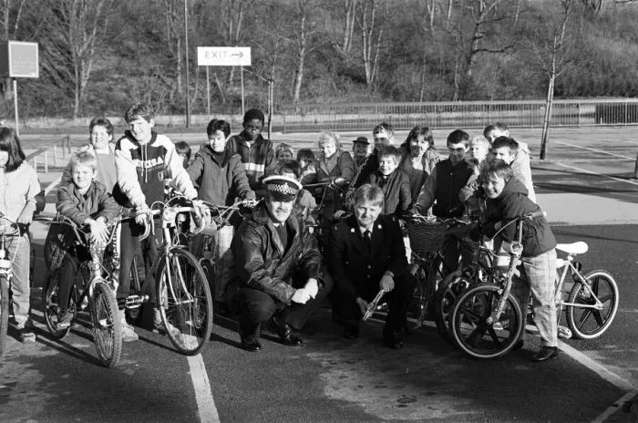 Framed Print : A Police campaign to cut the number of accidents and save the lives of young cyclists got
