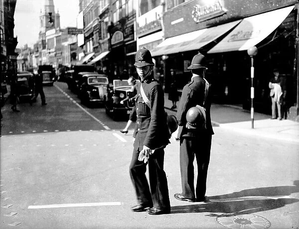 Police with helmets and gas masks 1939 Bristol