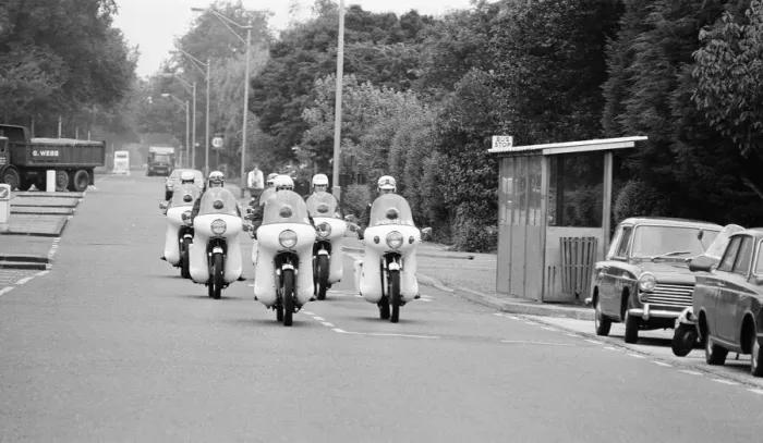 Framed Print : Police MotorCycle Riders, Cambridge, 3rd July 1972 Framed Print : Police MotorCycle Riders, Cambridge, 3rd July 1972