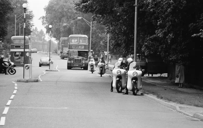Framed Print : Police MotorCycle Riders, Cambridge, 3rd July 1972 Framed Print : Police MotorCycle Riders, Cambridge, 3rd July 1972