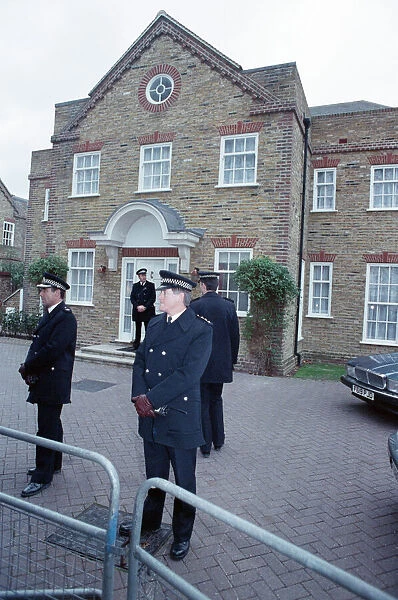 Police outside the new home of Margaret and Denis Thatcher in Dulwich