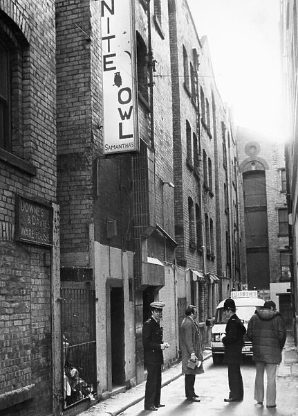 Police outside the Nite Owl Club in Davies Street the morning after a fierce fight at