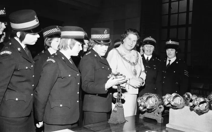 Framed Print : Police Women at Guildhall, Cambridge, 13th March 1972 Framed Print : Police Women at Guildhall, Cambridge, 13th March 1972