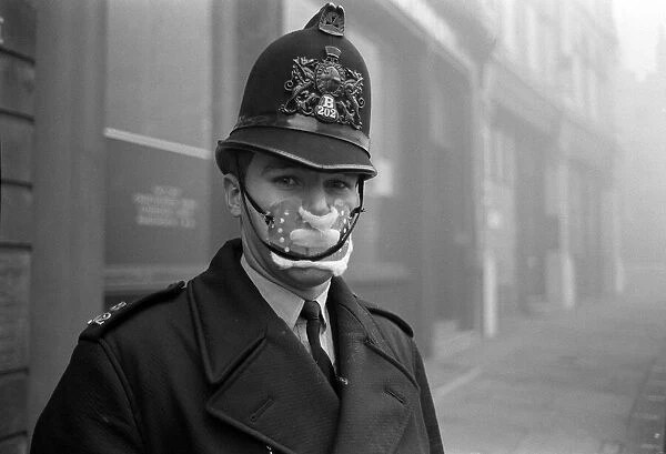 Policeman in smog mask December 1962 PC John Finn from Snow Hill Police Station in