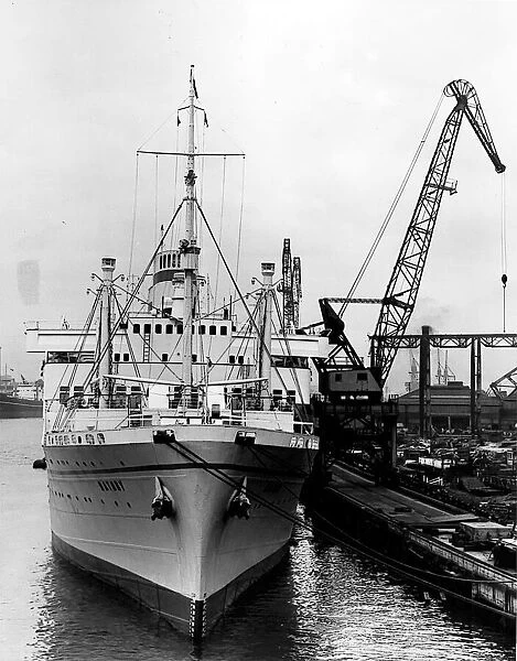 The Polish Liner Batory lies at Hebburn, due to sail the next day, July 3, 1951