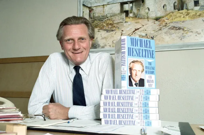 Framed Print : Politician Michael Heseltine promoting his book The Challenge of Europe Framed Print : Politician Michael Heseltine promoting his book The Challenge of Europe