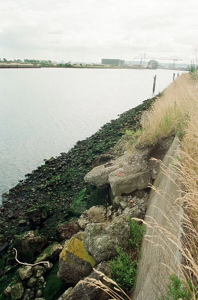 Polluted section of the River Tees, Middlesbrough, 26th July 1993