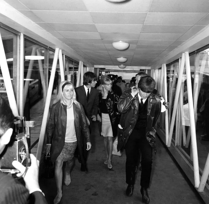 Framed Print : Pop Group The Beatles 26 May 1964 Two of The Beatles arrive at back at London Airport Framed Print : Pop Group The Beatles 26 May 1964 Two of The Beatles arrive at back at London Airport