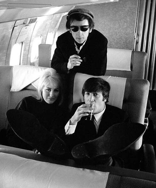 Pop Group The Beatles 7th February 1964. John Lennon, Cynthia Lennon & Recording manager