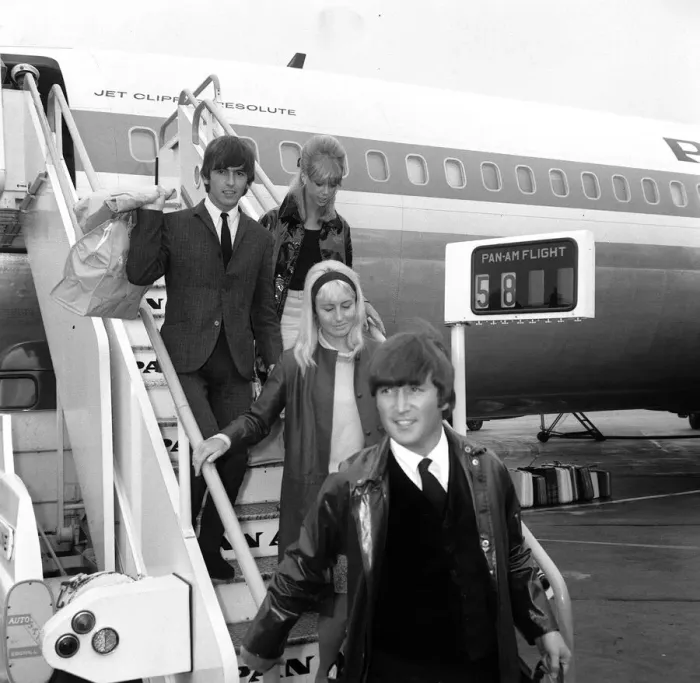 Framed Print : Pop Group The Beatles May 1964 Two of The Beatles arrive at back at London Airport