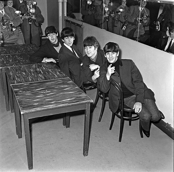 Pop group The Beatles at De Montfort Hall, Leicester before their concert