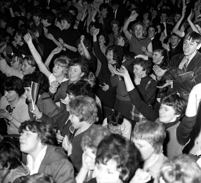 Framed Print : Pop Group The Beatles November 1963 Excited girls screaming for their idols during