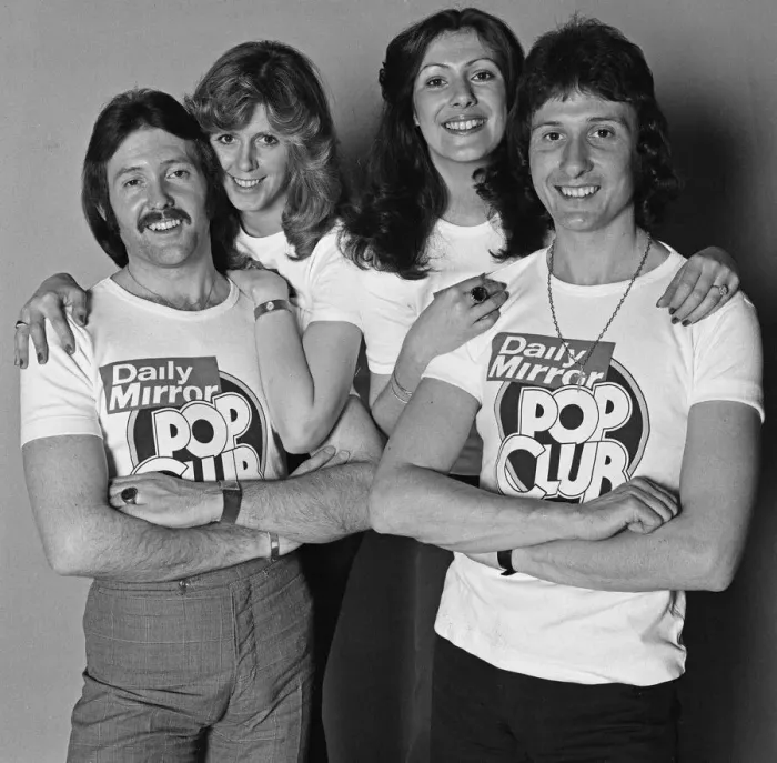 Framed Print : Pop group Brotherhood of Man model Daily Mirror Pop Club T-Shirts. 23rd April 1976 Framed Print : Pop group Brotherhood of Man model Daily Mirror Pop Club T-Shirts. 23rd April 1976
