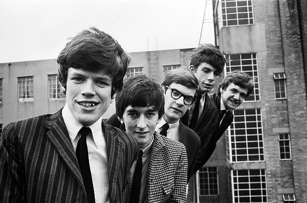 Pop group Herman and the Hermits on the roof at Ivor Court in Gloucester Place, London