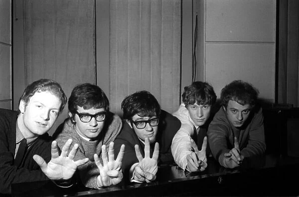 Pop group Manfred Mann recording at the EMI recording studio in March 1964