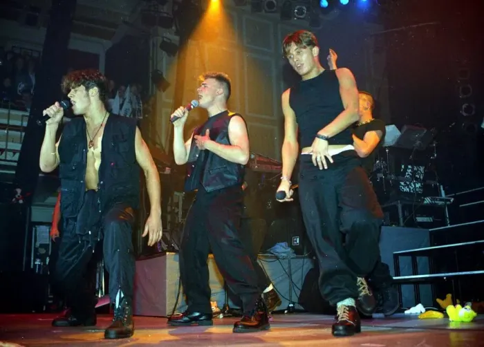 Framed Print : Pop group take That performing live on stage at a concert November 1992 Framed Print : Pop group take That performing live on stage at a concert November 1992