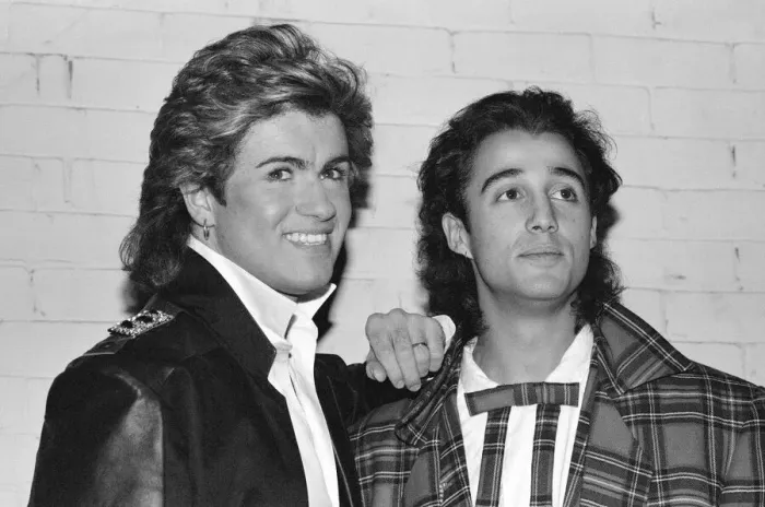 Framed Print : Pop group Wham! in concert at Whitley Bay. December 1984 Framed Print : Pop group Wham! in concert at Whitley Bay. December 1984