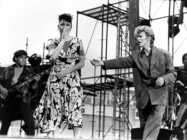 Pop Music - David Bowie pictured in concert at Cardiff Arms Park during his Glass Spider
