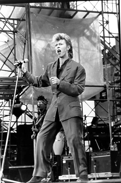 Pop Music - David Bowie pictured in concert at Cardiff Arms Park during his Glass Spider