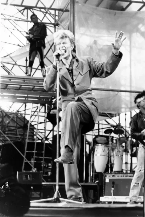 Framed Print : Pop Music - David Bowie pictured in concert at Cardiff Arms Park during his Glass Spider Framed Print : Pop Music - David Bowie pictured in concert at Cardiff Arms Park during his Glass Spider