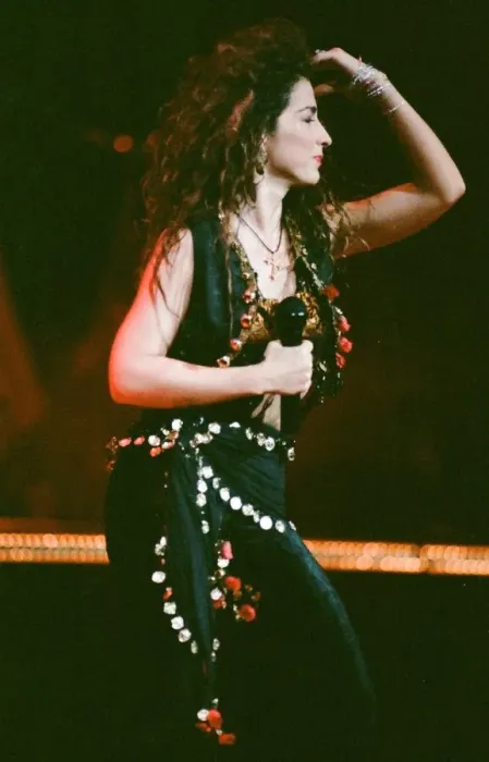 Framed Print : Pop singer Gloria Estefan performing on stage during a concert in Britain 24th Framed Print : Pop singer Gloria Estefan performing on stage during a concert in Britain 24th
