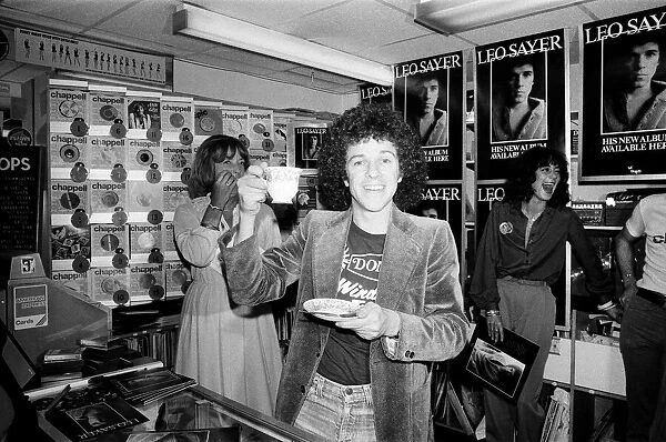 Pop singer Leo Sayer, who is promoting his new LP at a big London record store