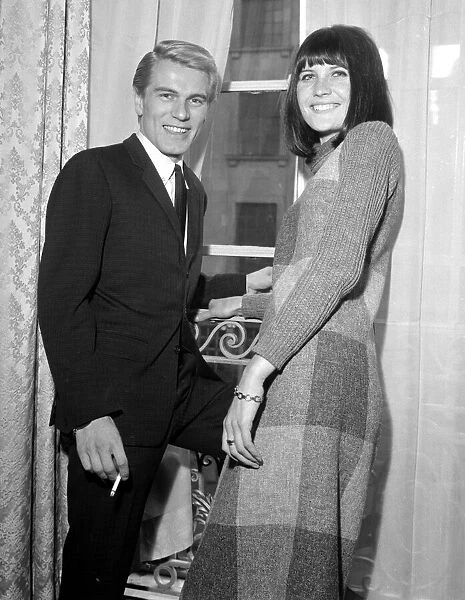 Pop singers Sandie Shaw and Adam Faith at a reception held at the Pompadour Suite at