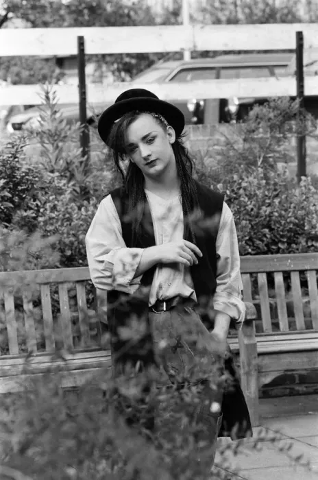 Framed Print : Pop star Boy George of Culture Club group. Pictured after the group moved into 15th spot Framed Print : Pop star Boy George of Culture Club group. Pictured after the group moved into 15th spot