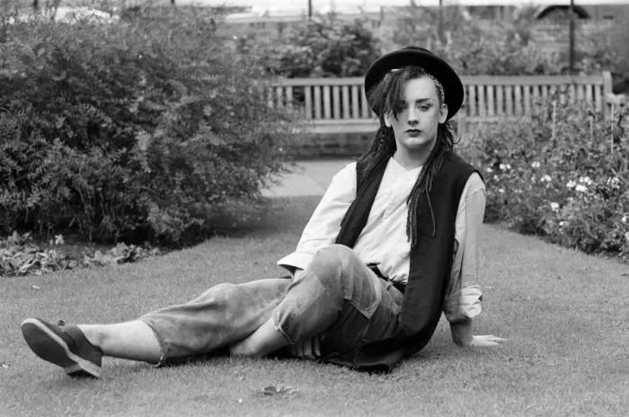 Framed Print : Pop star Boy George of Culture Club group. Pictured after the group moved into 15th spot Framed Print : Pop star Boy George of Culture Club group. Pictured after the group moved into 15th spot