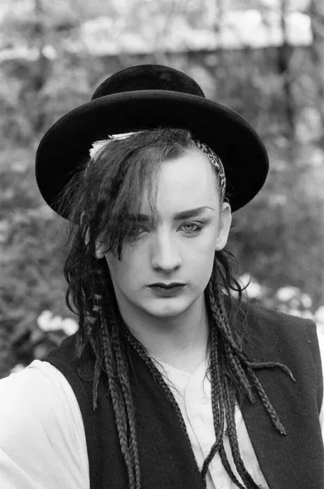 Framed Print : Pop star Boy George of Culture Club group. Pictured after the group moved into 15th spot Framed Print : Pop star Boy George of Culture Club group. Pictured after the group moved into 15th spot