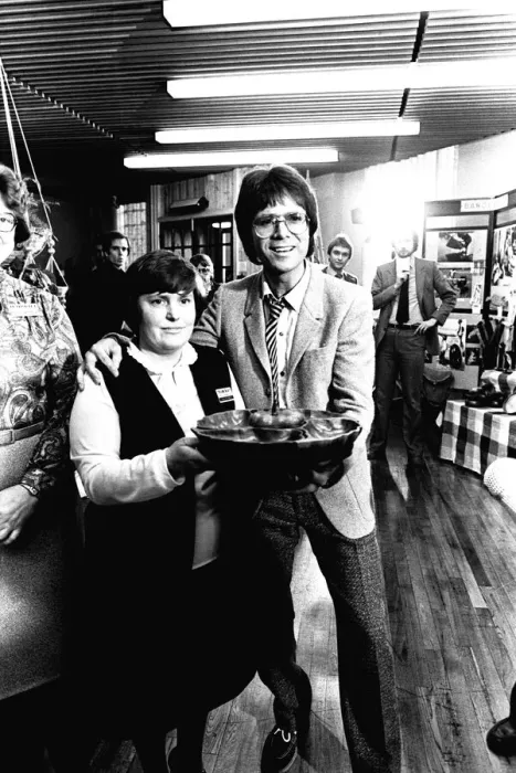 Framed Print : Pop star Cliff Richard was visiting Newcastle on 4th February 1981 to sing the praises of Framed Print : Pop star Cliff Richard was visiting Newcastle on 4th February 1981 to sing the praises of