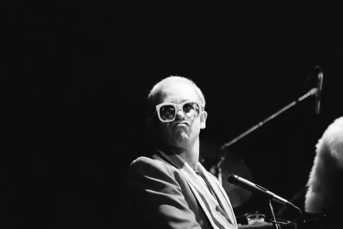 Framed Print : Pop star Elton John on stage at Earls Court, London. This is his first London concert Framed Print : Pop star Elton John on stage at Earls Court, London. This is his first London concert