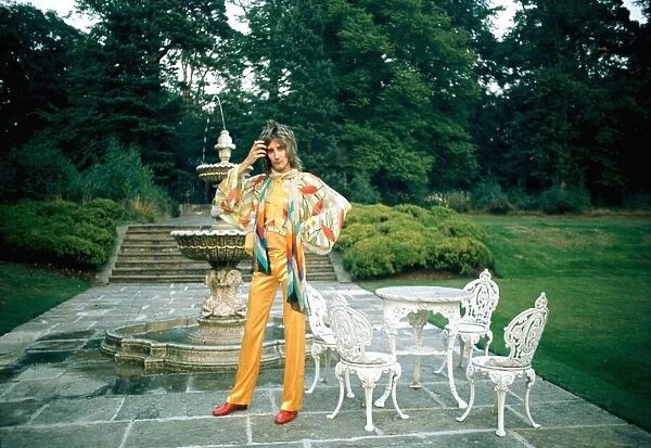 Pop Star Rod Stewart in the garden of his home at Windsor, Berks
