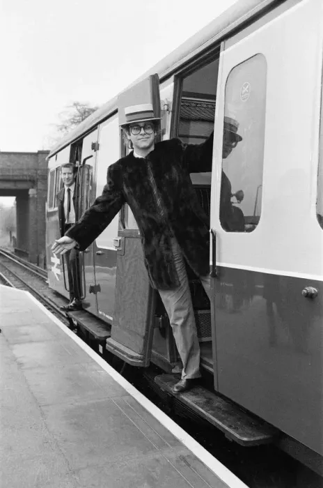 Framed Print : Pop star and Watford FC Chairman, Elton John, opens the new Watford Stadium Halt railway