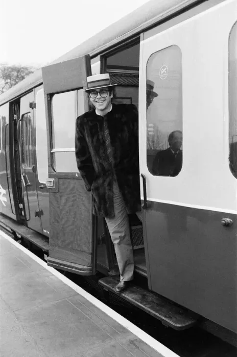 Framed Print : Pop star and Watford FC Chairman, Elton John, opens the new Watford Stadium Halt railway