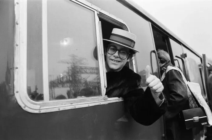 Framed Print : Pop star and Watford FC Chairman, Elton John, opens the new Watford Stadium Halt railway Framed Print : Pop star and Watford FC Chairman, Elton John, opens the new Watford Stadium Halt railway