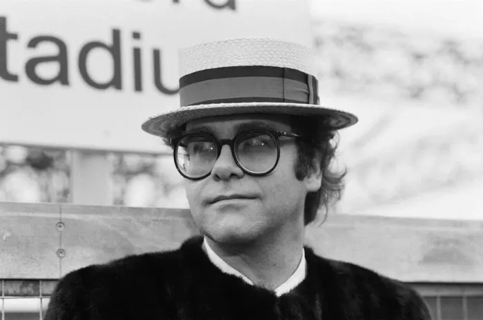 Framed Print : Pop star and Watford FC Chairman, Elton John, opens the new Watford Stadium Halt railway