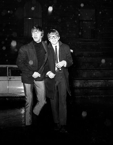 Pop stars Peter and Gordon alias Peter Asher and Gordon Waller leave a party at number