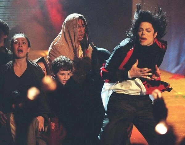 Pop superstar Michael Jackson performs his Earth Song at the Brit Awards ceremony