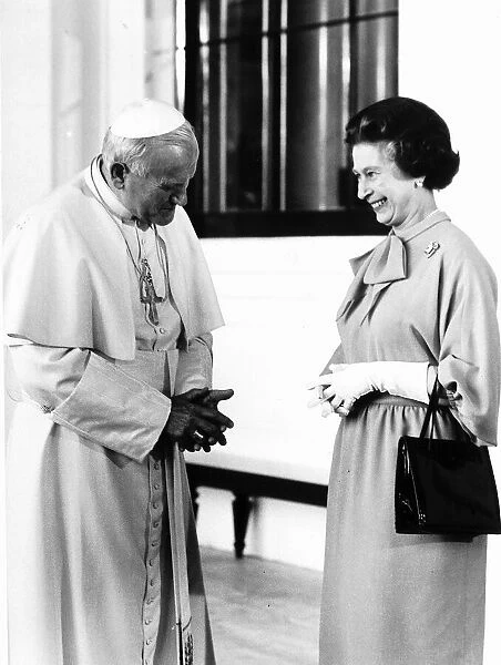Pope John Paul II with Queen Elizabeth II in 1982