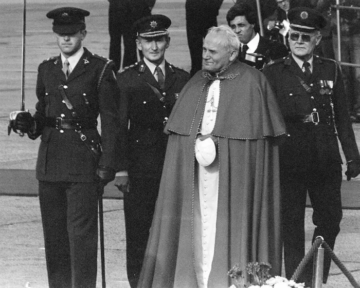 Framed Print : Pope John Paul II during his visit to Ireland 1979 The Pope is escorted along a Framed Print : Pope John Paul II during his visit to Ireland 1979 The Pope is escorted along a