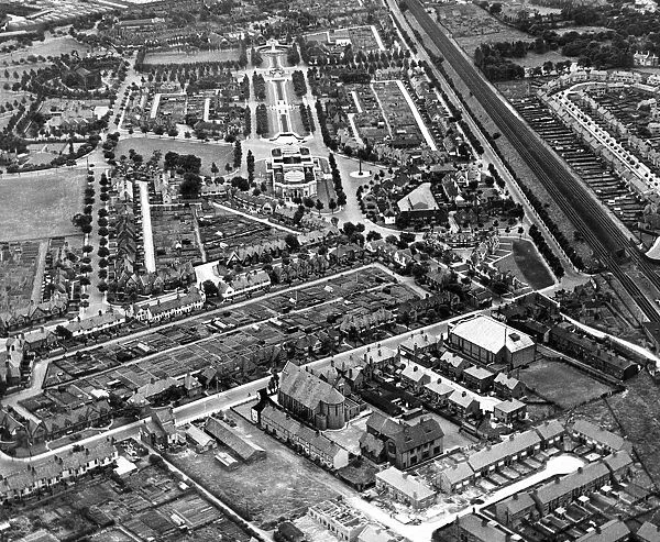 Port Sunlight, Cheshire. Factories can be seen in the background. 10th August 1937