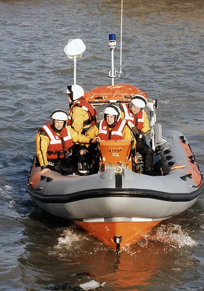 The Porthcawl lifeboat with crew on board. 29th April 1998