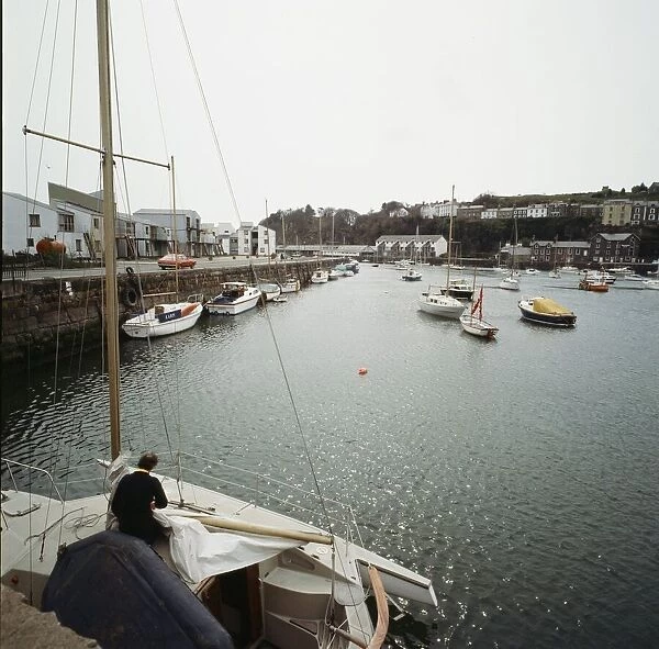 Porthmadog harbour in the Snowdonia National Park. 24th April 1980
