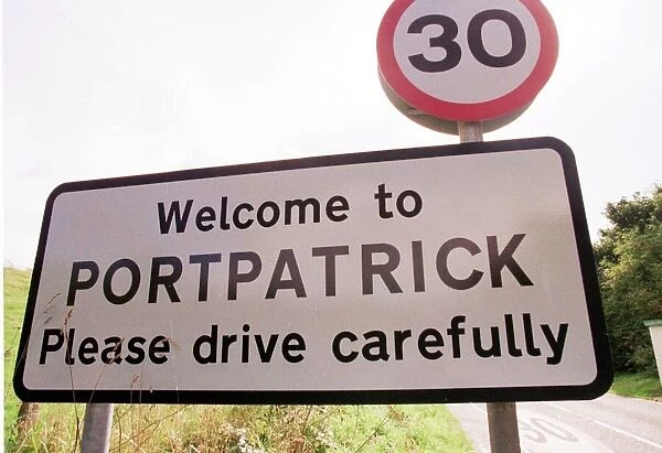 Portpatrick traffic sign Scotland 1999 welcome to Portpatrick please drive