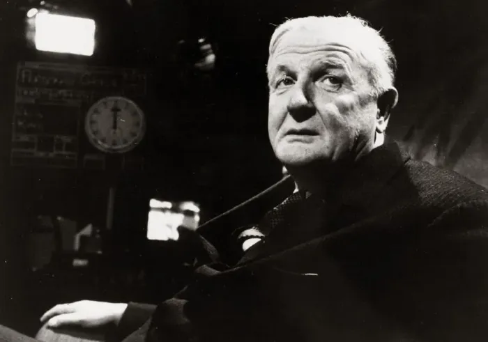 Framed Print : Portrait of Cecil H King during a television interview with Robin Day in the programme Framed Print : Portrait of Cecil H King during a television interview with Robin Day in the programme