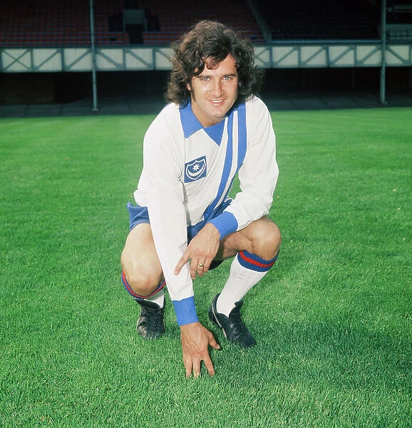 Portsmouth player Norman Piper poses on the pitch at Fratton Park. August 1975
