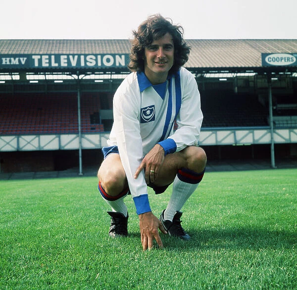 Portsmouth player Norman Piper poses on the pitch at Fratton Park. August 1975