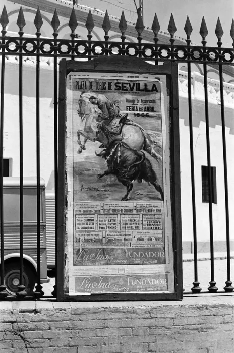 Framed Print : A poster advertising the Seville Fair. Seville, Spain. April 1966 Framed Print : A poster advertising the Seville Fair. Seville, Spain. April 1966