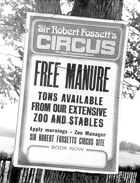A poster advertising Sir Roberts Fossets Circus with an unusal perk